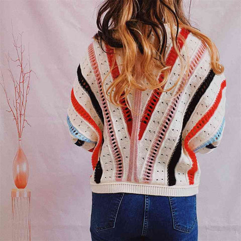 'Rosehall' Stripe Knit Sweater - Celes Fashion